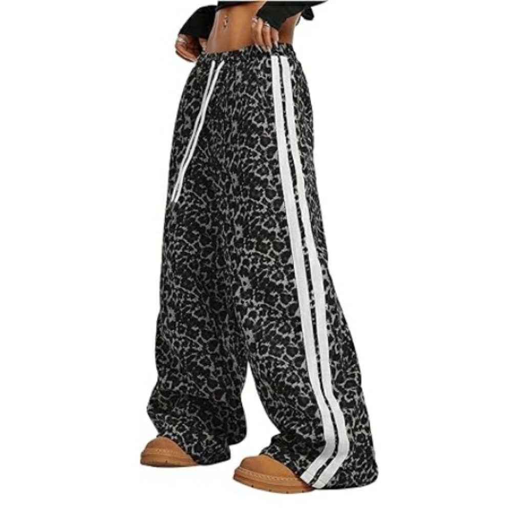 Women's Leopard Pants Side Stripe Cheetah Print Sweatpants